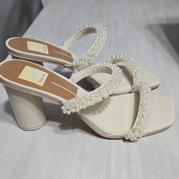 Dolce Vita Women's White Pearl Heels Sz.8 - Picture 3 of 7